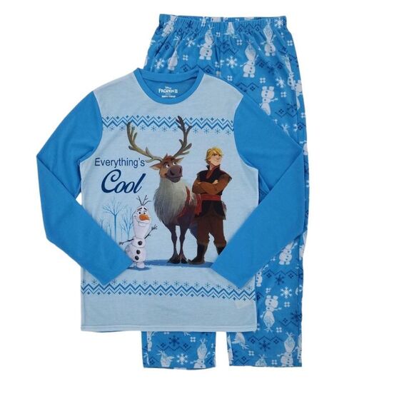 Disney Frozen 2 Mens 2-Piece Blue Long Sleeve Sleepwear Pajama Set - Picture 3 of 11